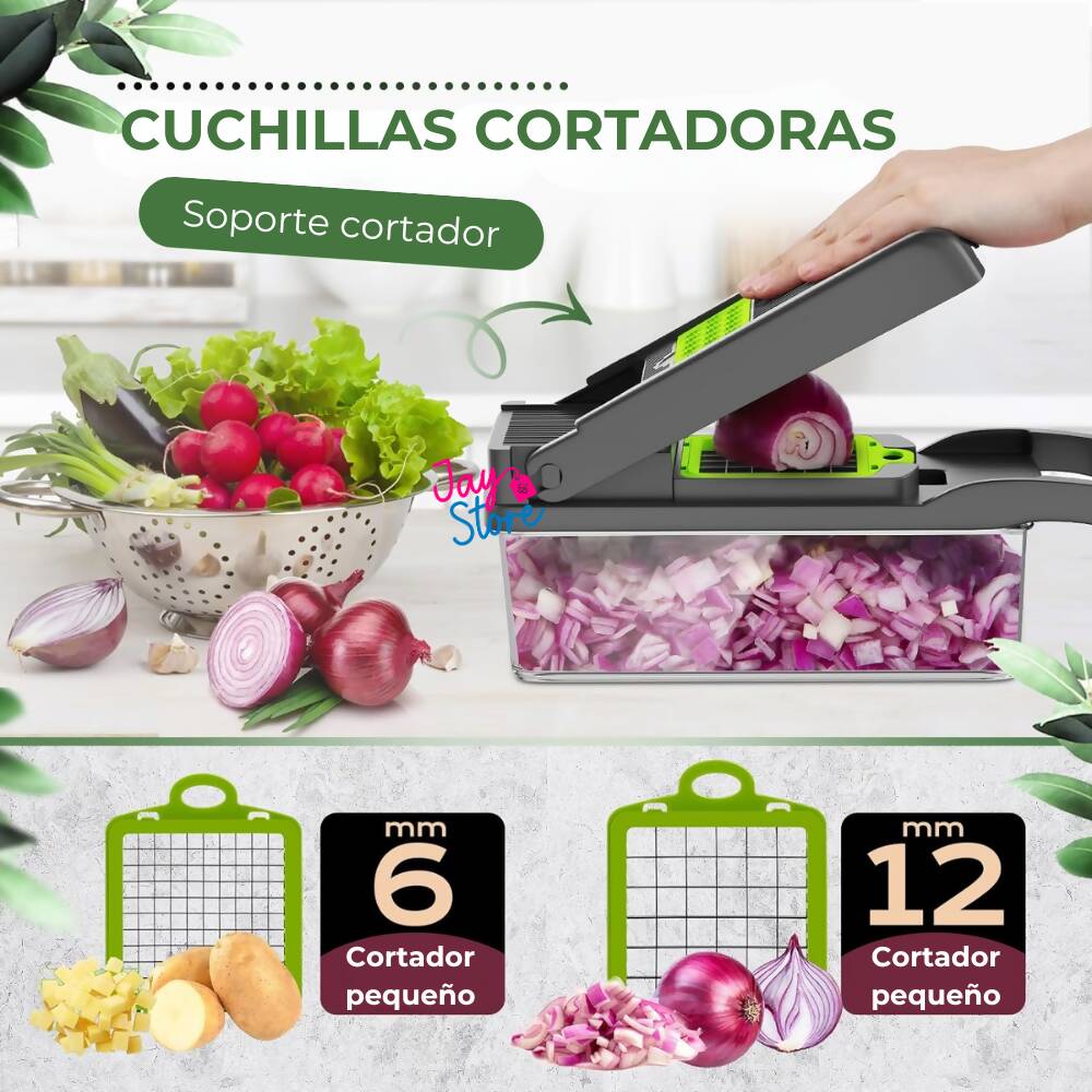 Cortador Picador Rallador Mandolina Verduras Ayudante 12 En 1