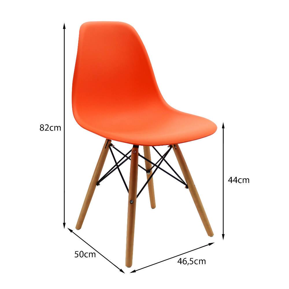 Kit por 4 sillas Eames Patas En Madera para comedor, sala, restaurante - Naranjas - VIRTUAL MUEBLES