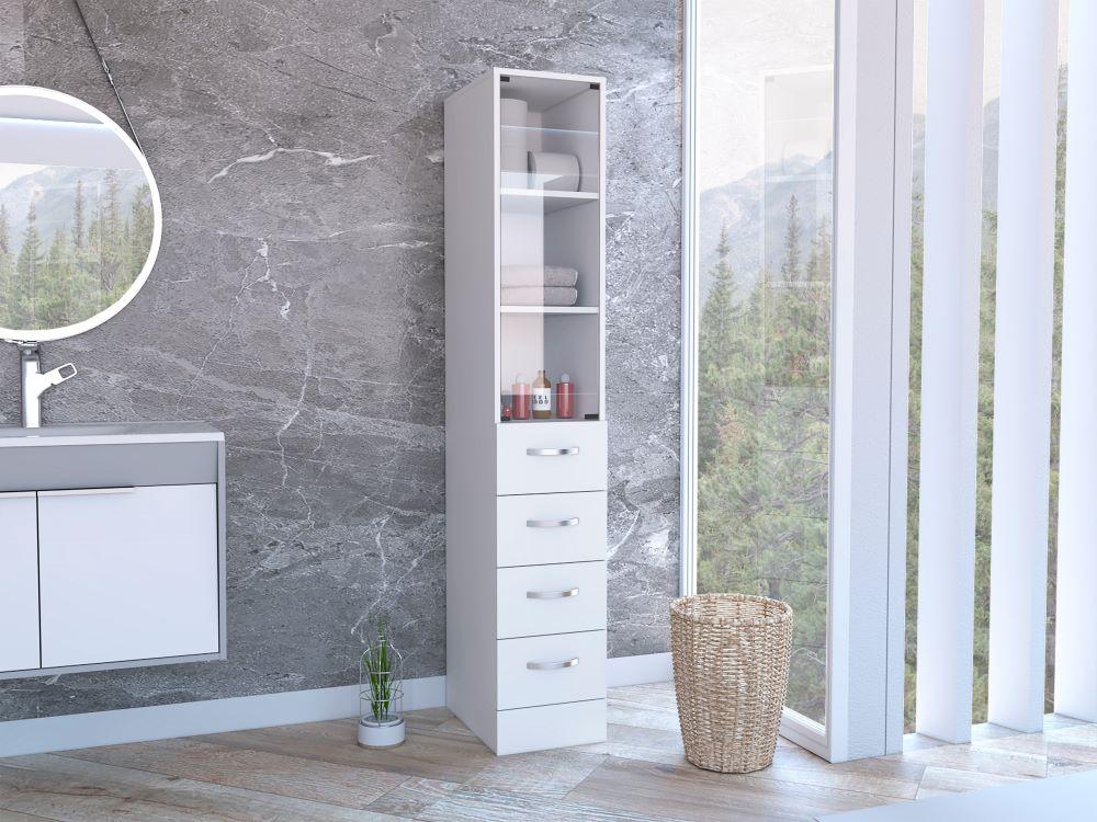 Organizador de baño picasso, beige y blanco, con cuatro cajones