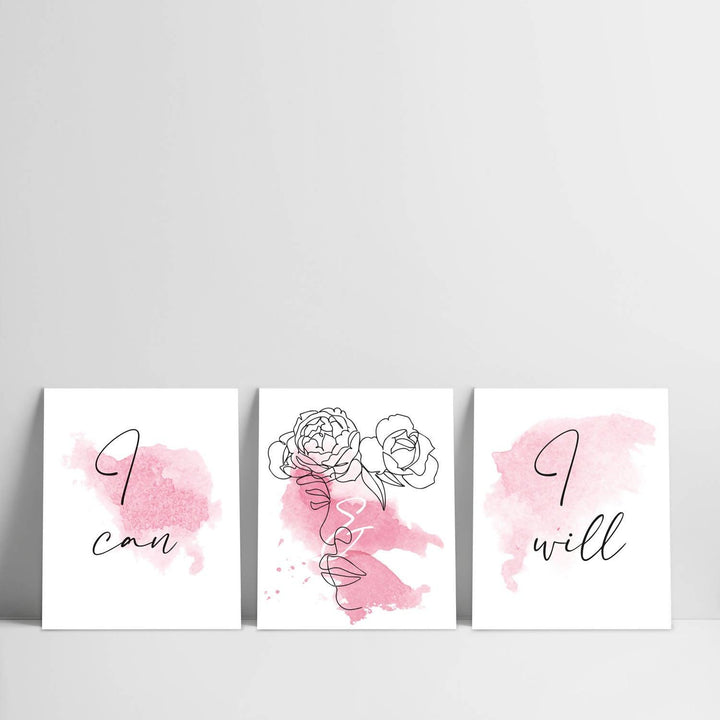 Set x 3 Cuadros Frases I Can i Will - VIRTUAL MUEBLES