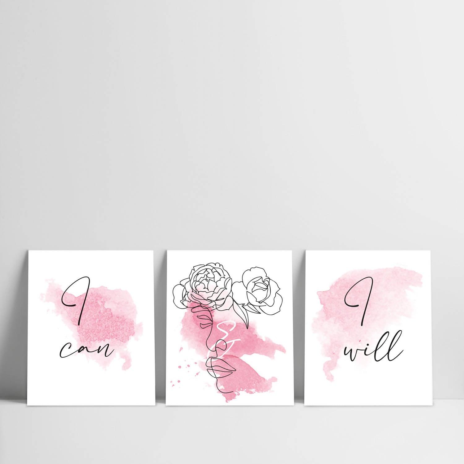 Set x 3 Cuadros Frases I Can i Will - VIRTUAL MUEBLES