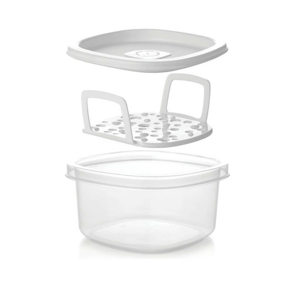 Recipiente Plus Cuadrado Con Bandeja 0.7L Blanco - VIRTUAL MUEBLES