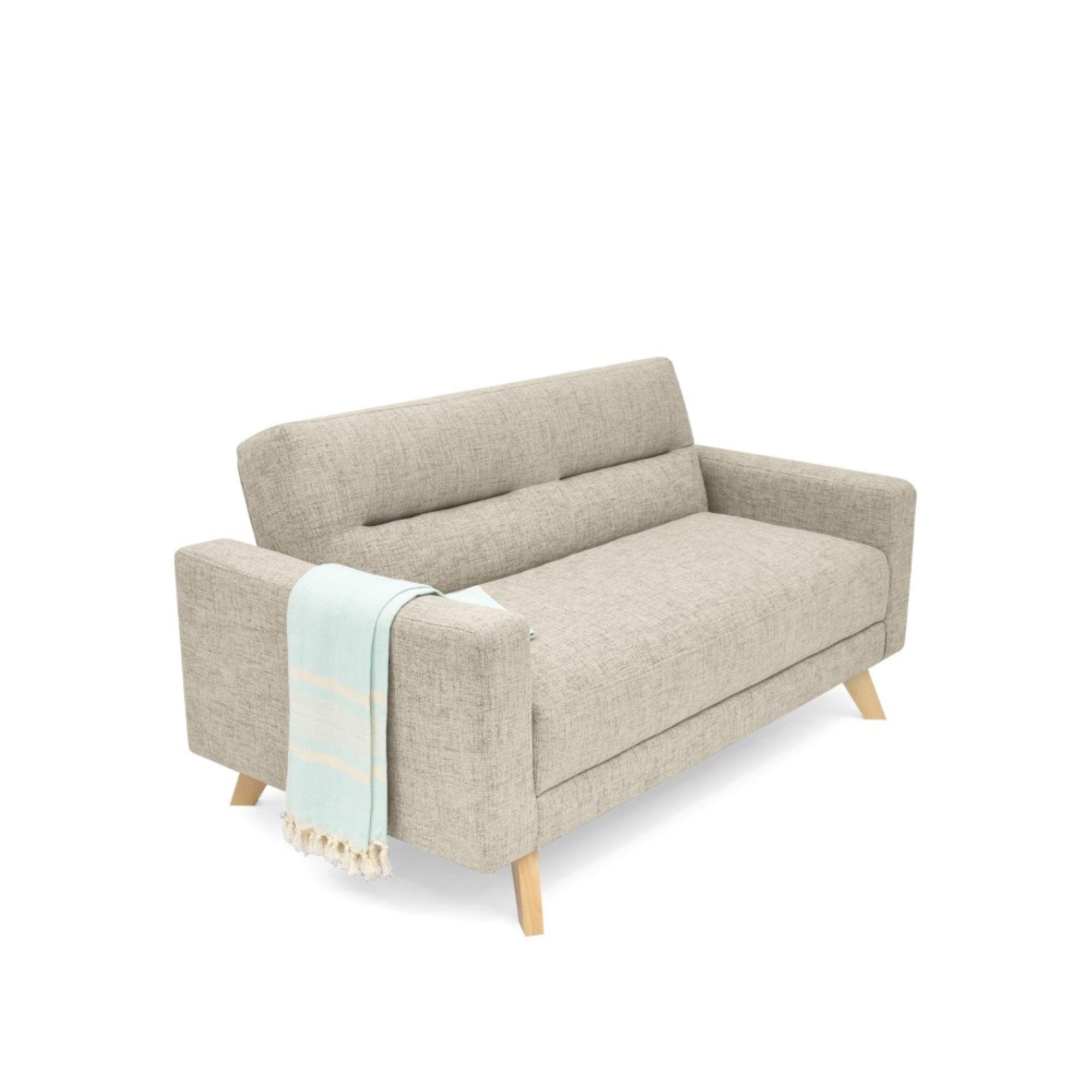Sofa 2 Puestos Barza Tela Poliester Taupe - VIRTUAL MUEBLES