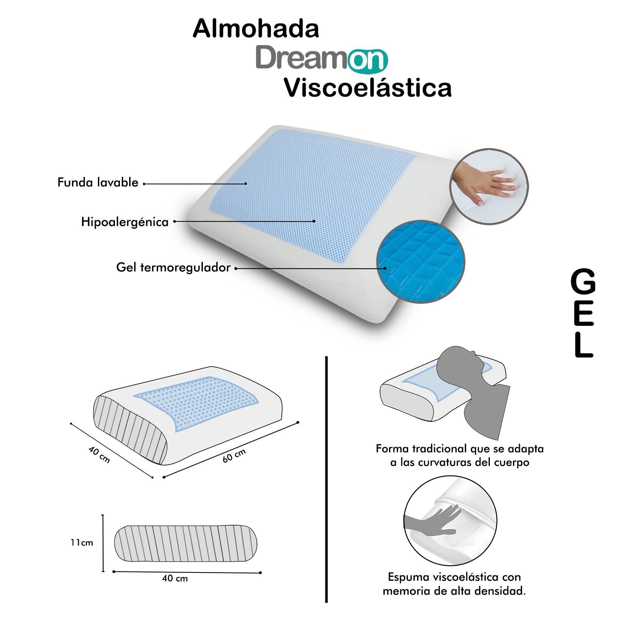 Almohada DreamOn viscoelástica gel 60x40 - VIRTUAL MUEBLES