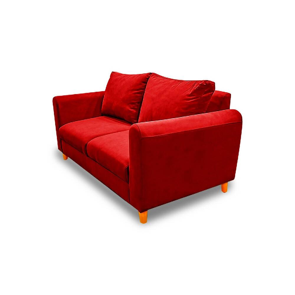 Sofá Prato Zulia rojo poliéster y patas de madera - VIRTUAL MUEBLES