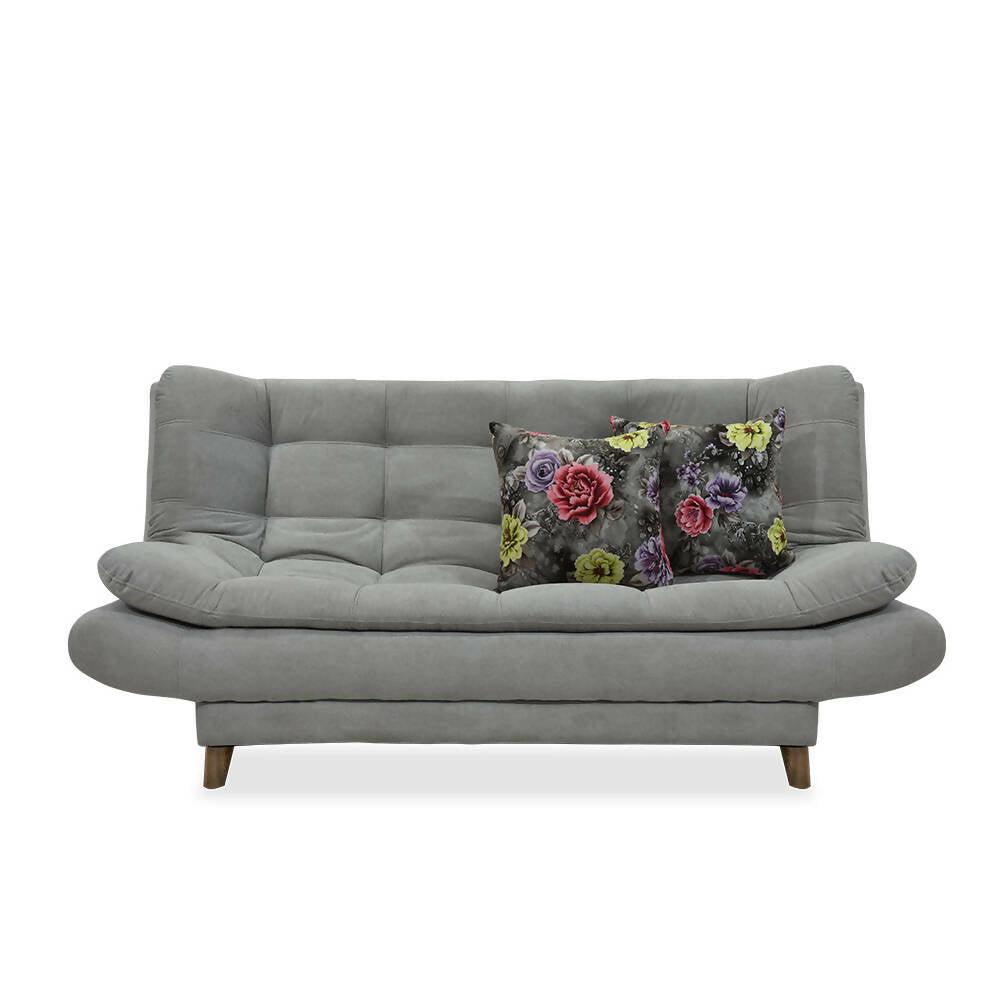 Sala Damasco jumbo Lino gris, cojines de regalo y patas de madera - VIRTUAL MUEBLES