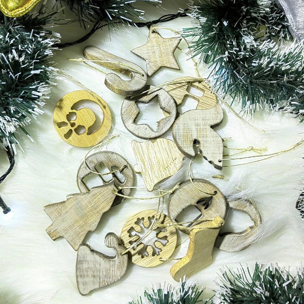 Adornos para Árbol Navidad Madera Vintage Kitx16 - VIRTUAL MUEBLES