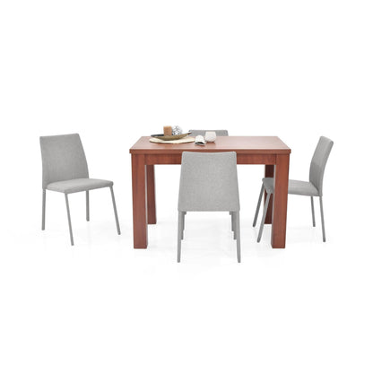 Juego de Comedor 4P Merida Cedro Sillas Lugo Tela Plata - VIRTUAL MUEBLES