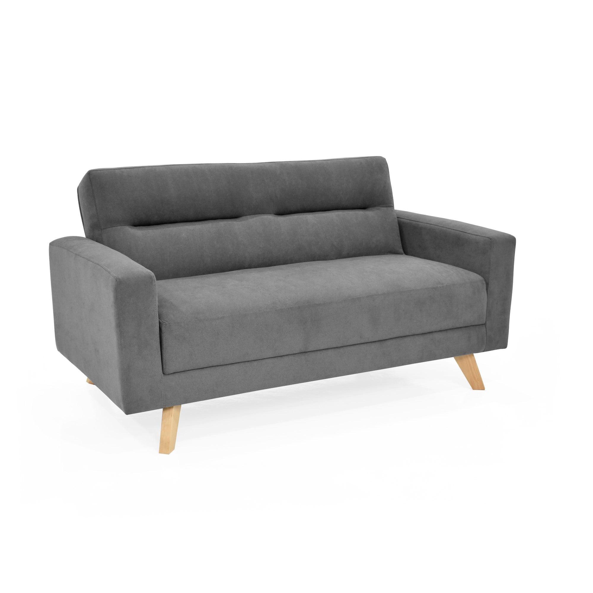 Sofa 2 Puestos Barza Tela Gris - VIRTUAL MUEBLES