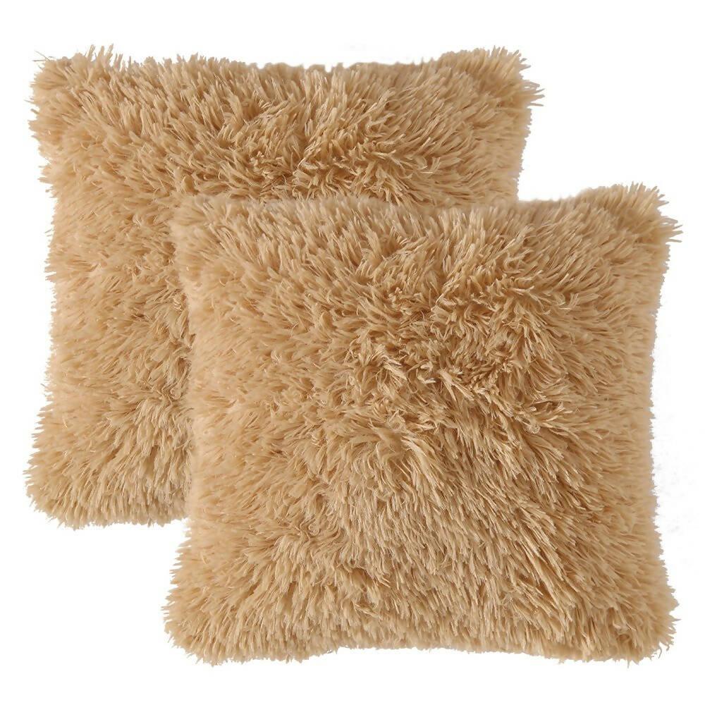 Cojin x2 Decorativo Péludo Camel