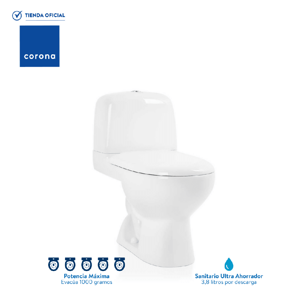 Sanitario Corona Powermax blanco - VIRTUAL MUEBLES