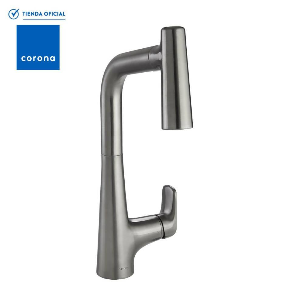 Griferia Lavaplatos Corona Monocontrol Liquid Niquel - VIRTUAL MUEBLES