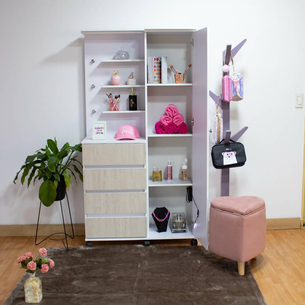 cómoda cajonera blanco con espejo led