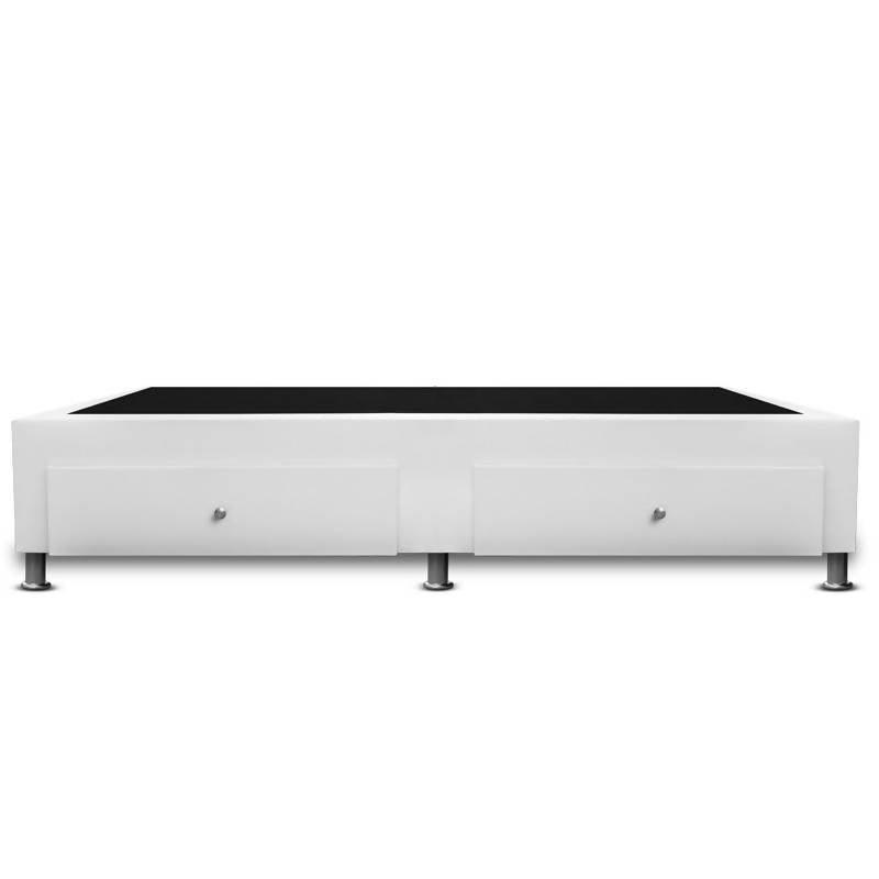 Base Cama Con Cajones 100x190 Ecocuero Blanco - VIRTUAL MUEBLES