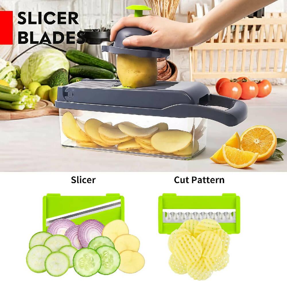 Cortador Picador Rallador Mandolina Verduras Ayudante 12 En 1 - VIRTUAL MUEBLES