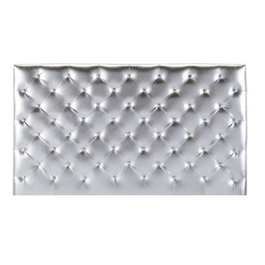 Cabecero Tapizado Base Cama Semidoble Rombos Plateado