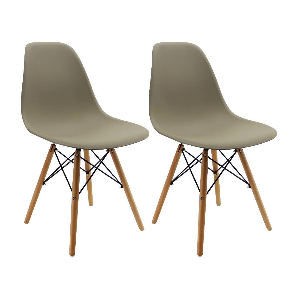 Kit por 2 sillas Eames Patas En Madera para comedor, sala, restaurante - Beige - VIRTUAL MUEBLES