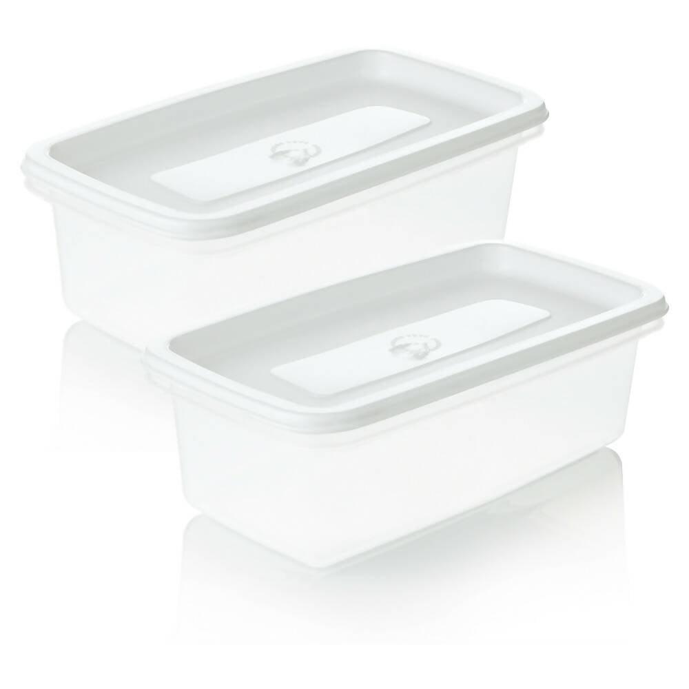 Set x 2 Recipiente Plus Rectangular 0.9L Blanco-Congelación - VIRTUAL MUEBLES