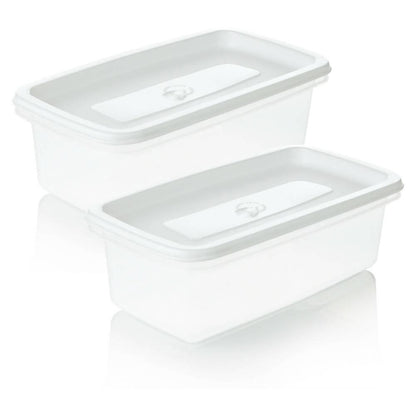 Set x 2 Recipiente Plus Rectangular 0.9L Blanco-Congelación - VIRTUAL MUEBLES