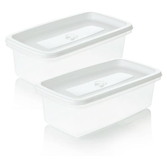 Set x 2 Recipiente Plus Rectangular 0.9L Blanco-Congelación