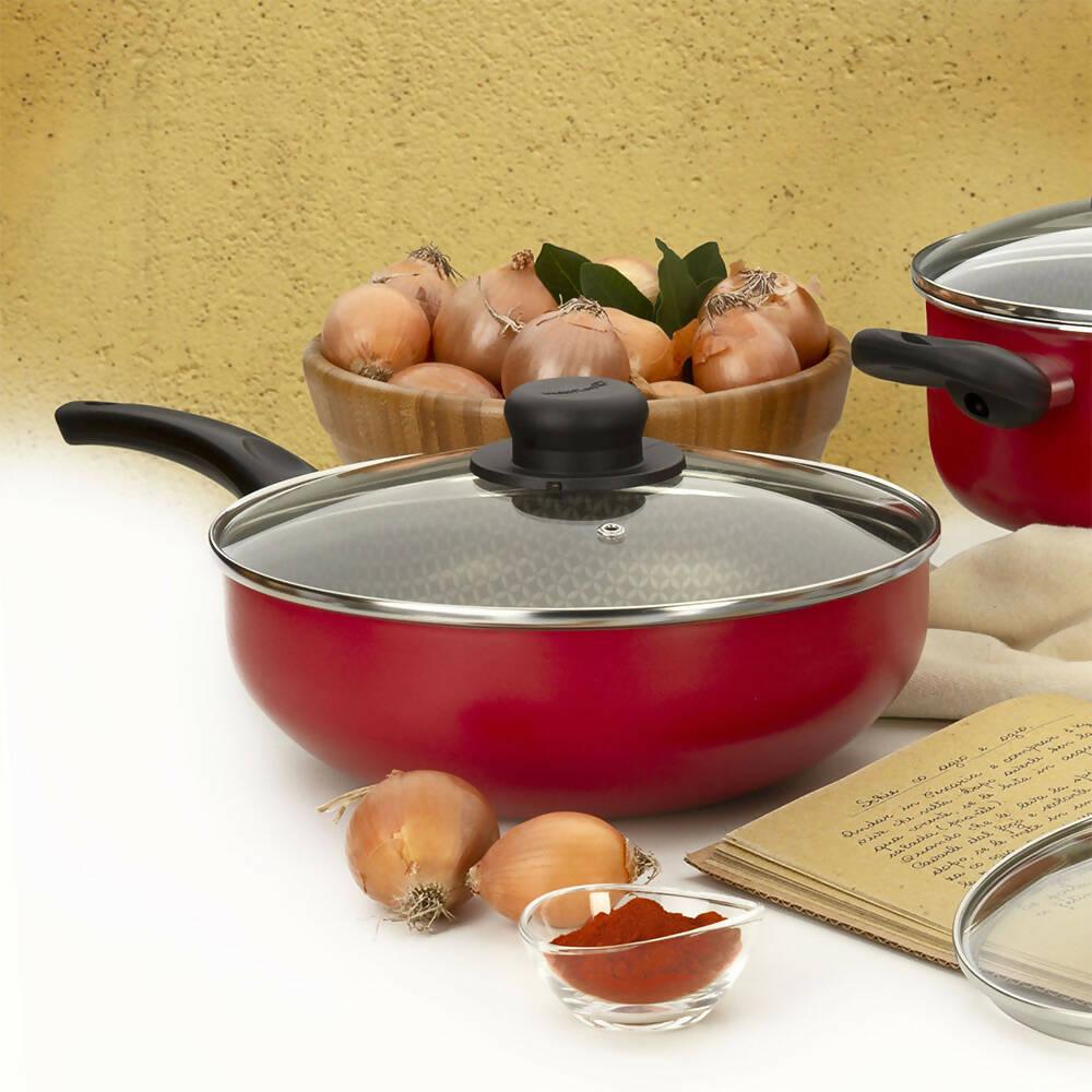 Sartén Wok con Tapa Red 28 cm Rojo - VIRTUAL MUEBLES