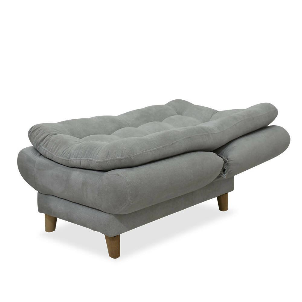 Sala Damasco jumbo Lino gris, cojines de regalo y patas de madera - VIRTUAL MUEBLES