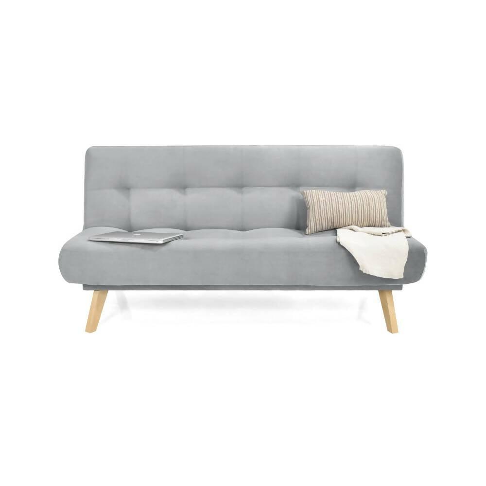 Sofa Cama Porto 3 Posiciones Tela Plata - VIRTUAL MUEBLES