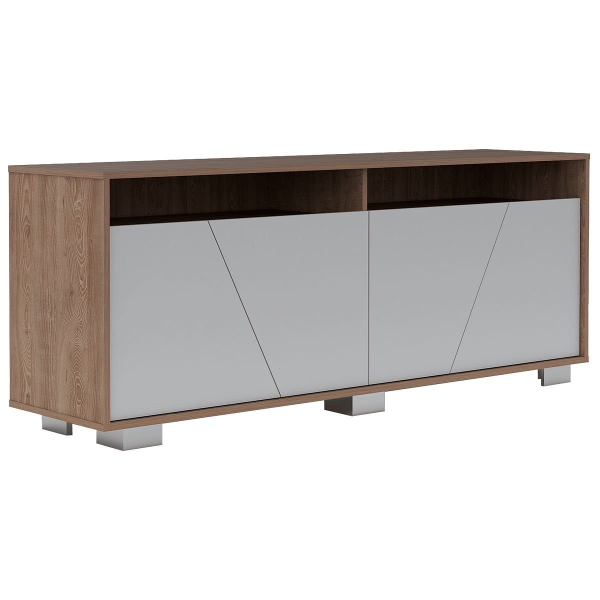 Mesa para TV Orus miel y blanco para televisor de 70 pulgadas, 155,5 cm de ancho