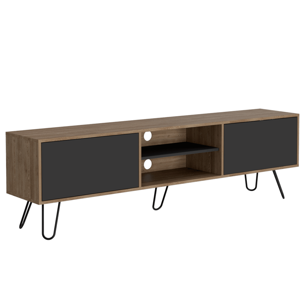 Mesa Para Tv Lara, Miel y Plata Oscuro, Para Televisor de 70 Pulgadas -  VIRTUAL MUEBLES