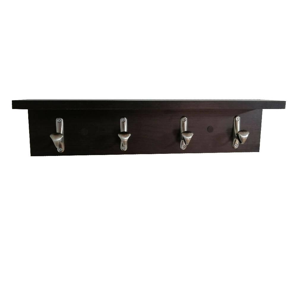 Perchero de Pared con Repisa 4 Ganchos Wengue - VIRTUAL MUEBLES