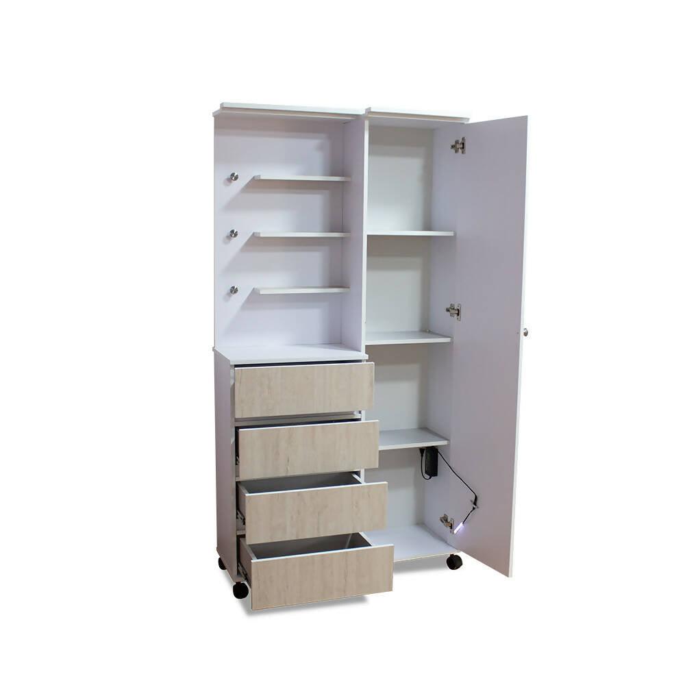cómoda cajonera blanco con espejo led