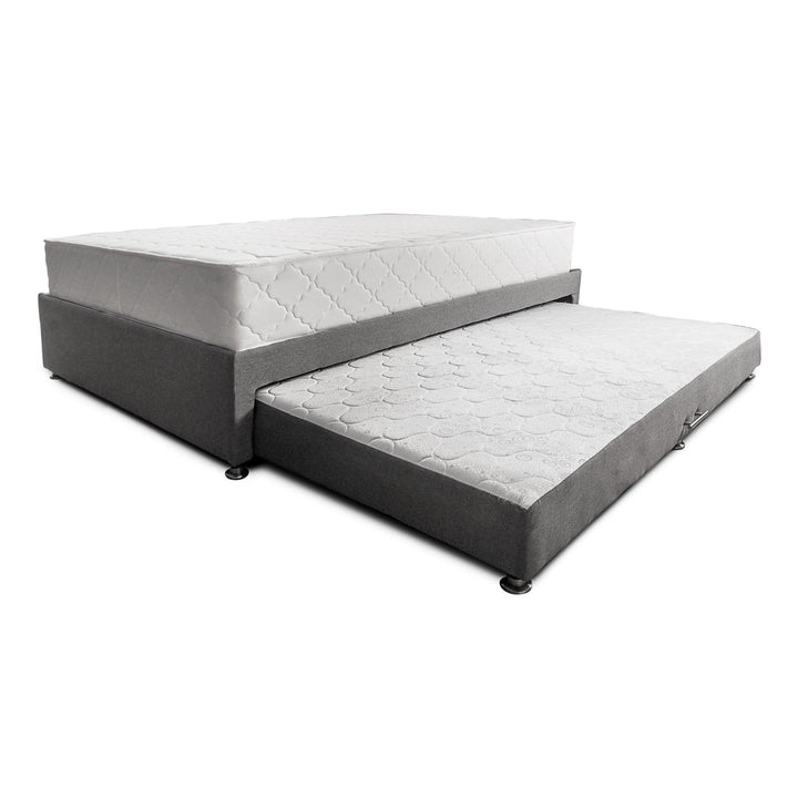 Combo cama Tarima gris + colchón 140 x 190 cm + almohadas - VIRTUAL MUEBLES