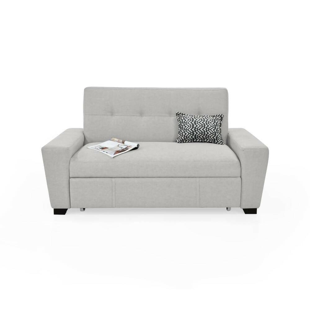 Sofa Cama 2P Hamburgo Tela Poliester Plata - VIRTUAL MUEBLES