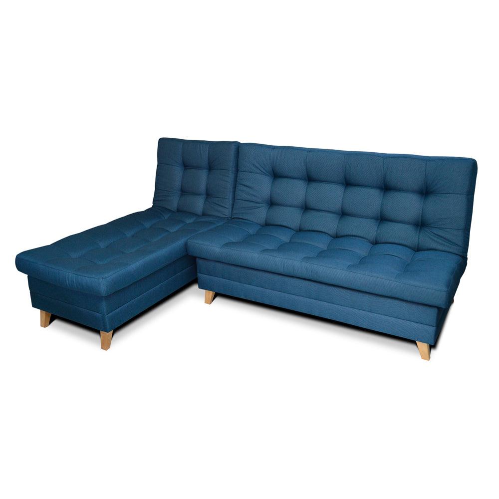 Esquinero sofá cama Carvallo tela azul - VIRTUAL MUEBLES