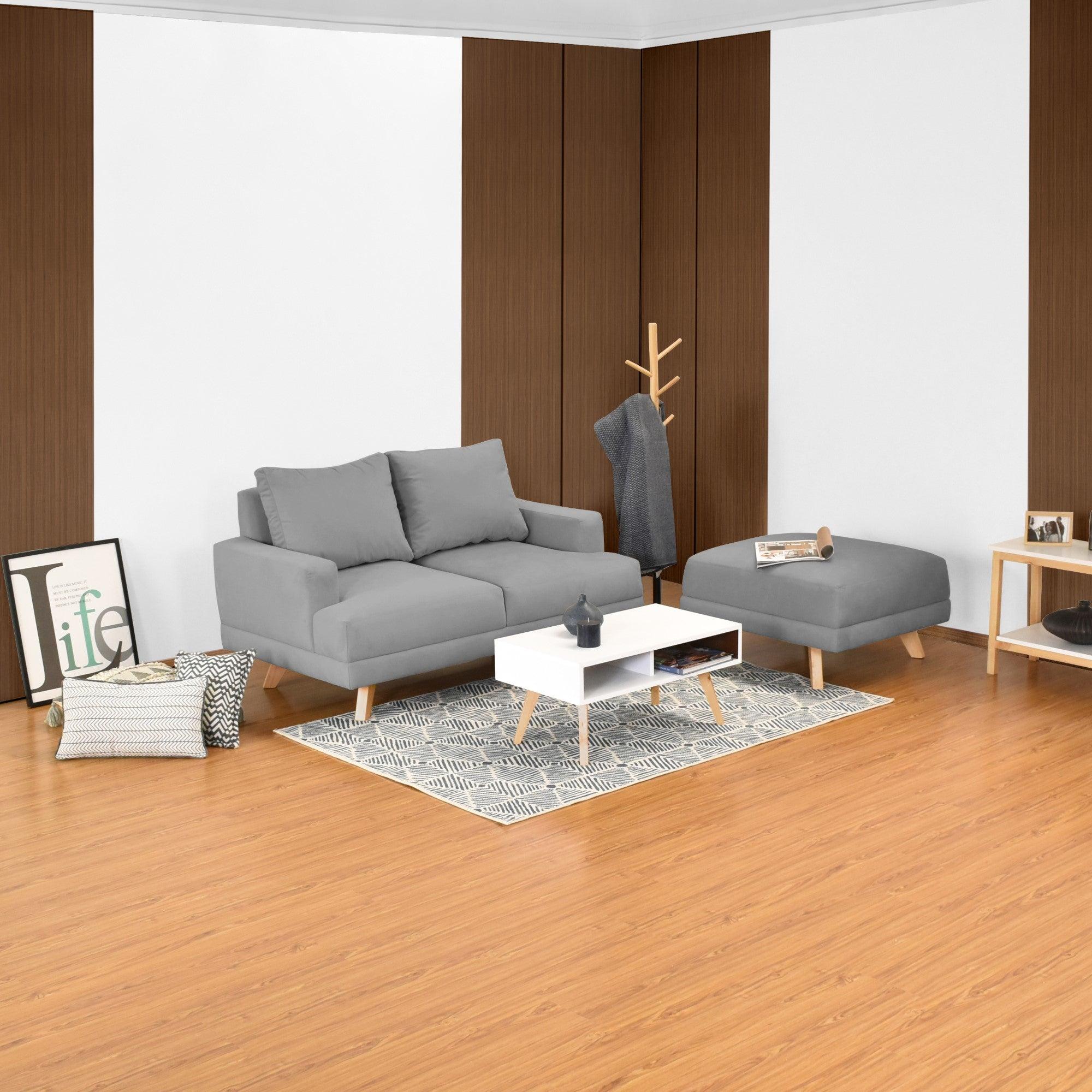 Sofa 2 Puestos Lisboa Tela Gris - VIRTUAL MUEBLES