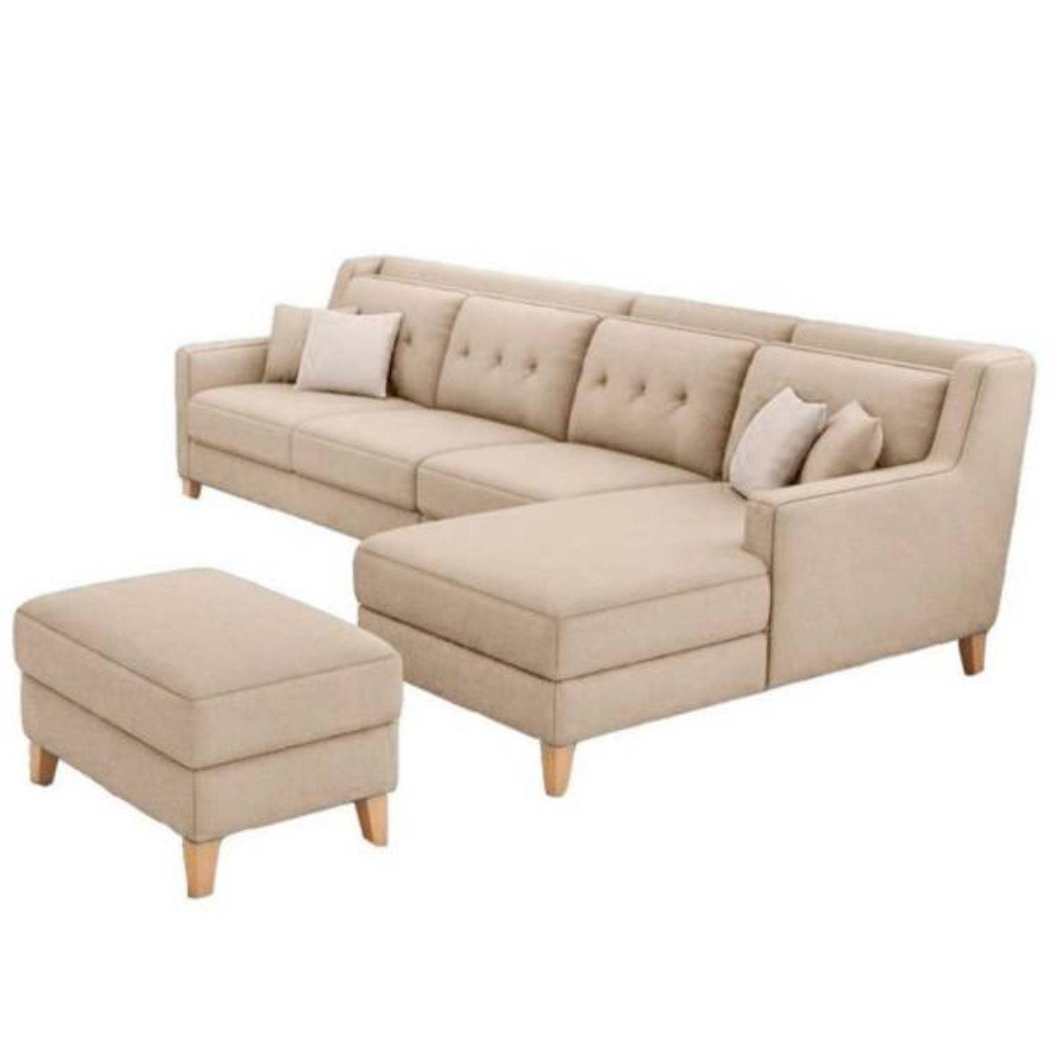 Sofá en L Derecho Texas Terciopelo amigable con las mascotas Beige 260x75x80