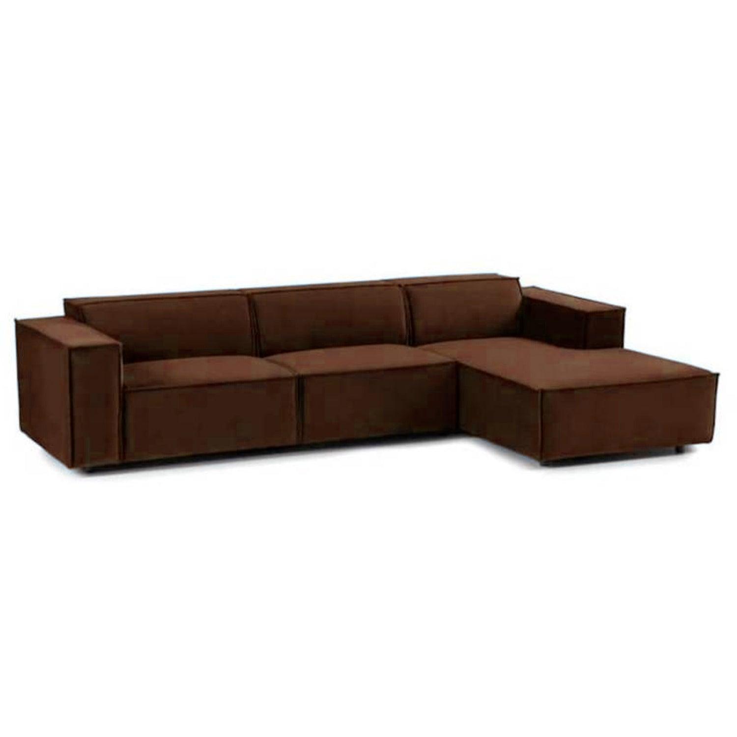Sofá en L Derecho Leonys Lona anti fluidos Marrón 260x75x70