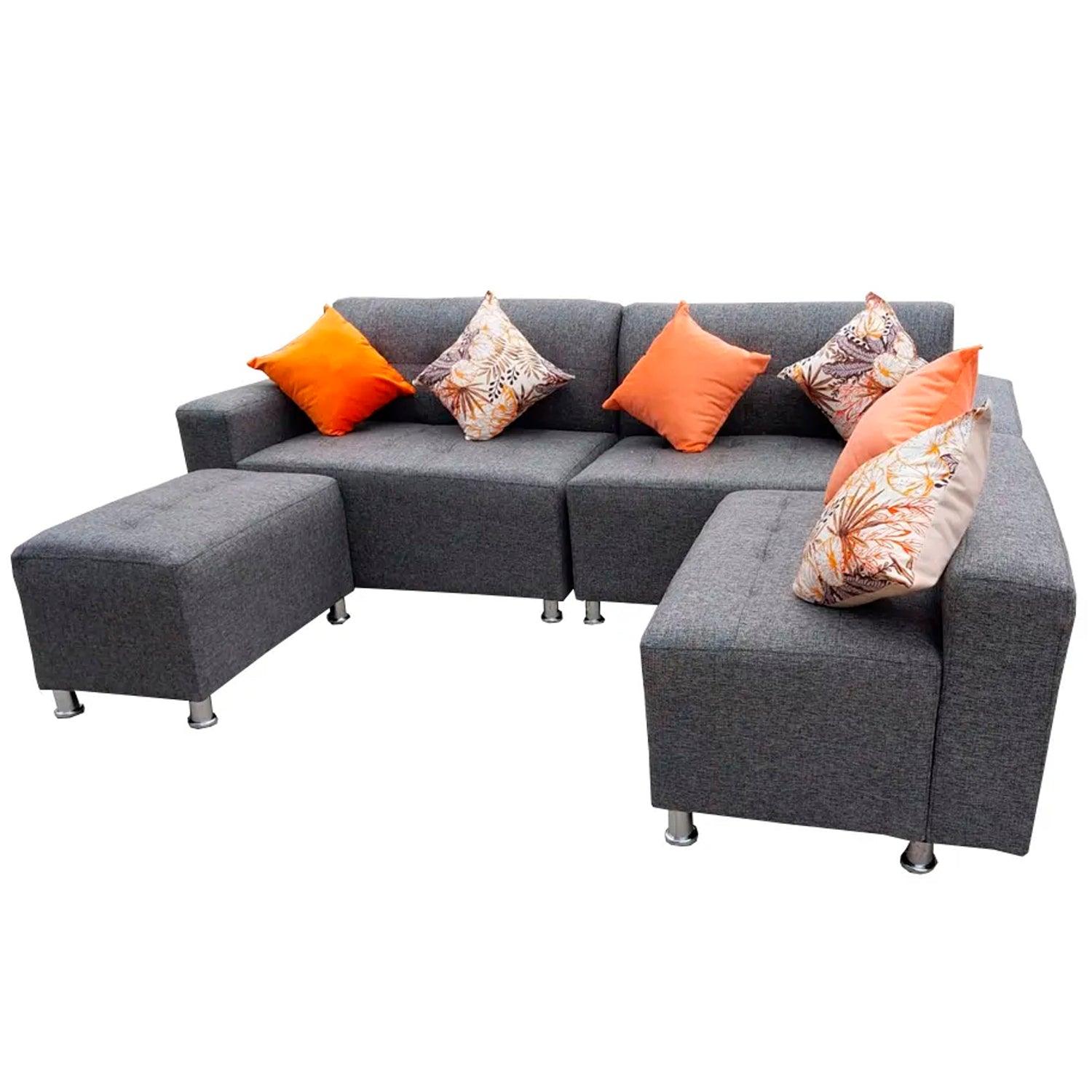 Sofá en L Izquierdo Leo Lona Antifluido Gris 3 Puestos 235x75x83