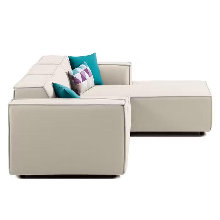 Sofá en L Derecho Luz Lona anti fluidos Beige 260x86x72