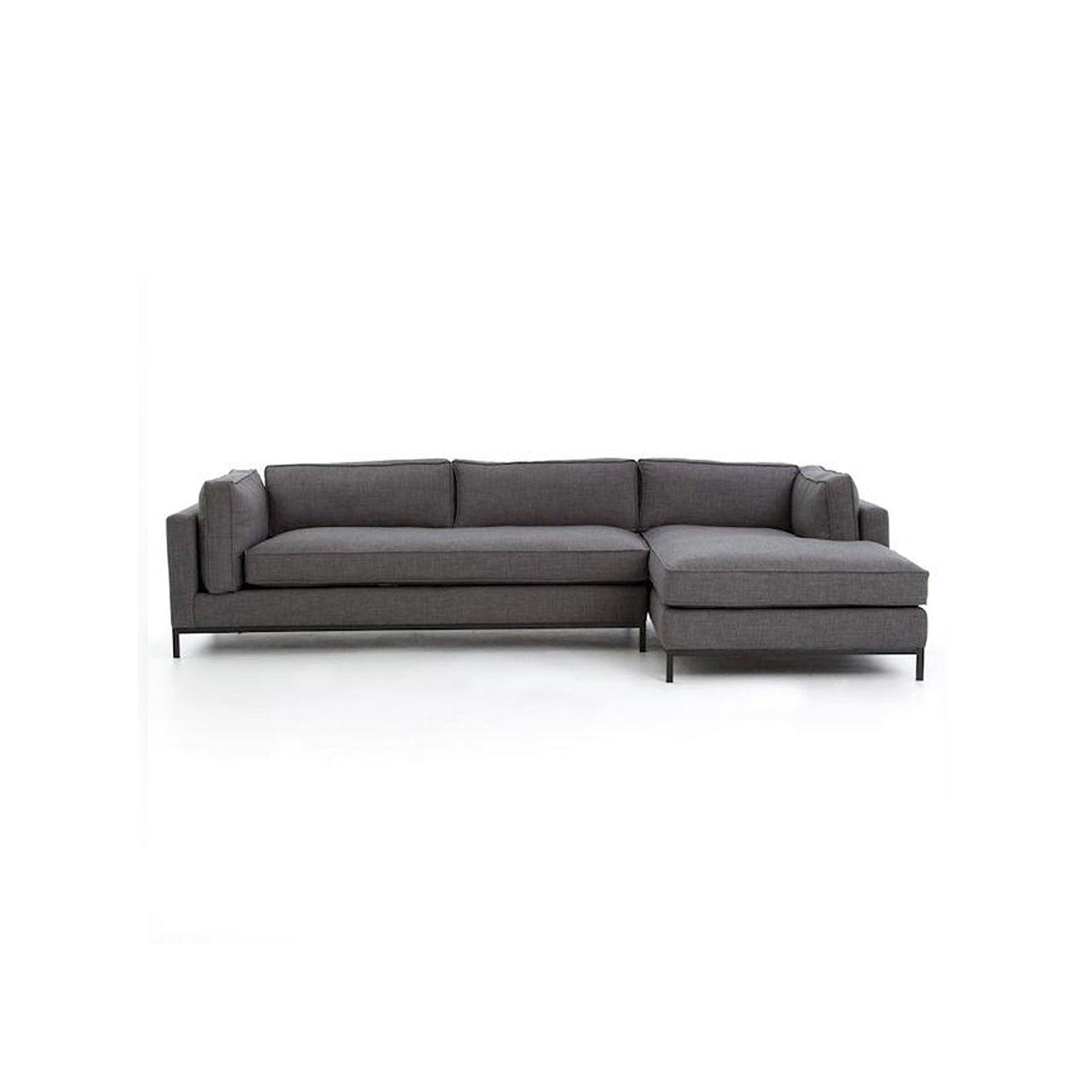 Sofá en L Derecho Jamy Lona anti fluidos Gris 300x86x75