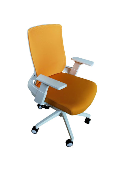 Silla de Escritorio Ejecutiva Atenas color Amarillo y Blanco para Oficina.