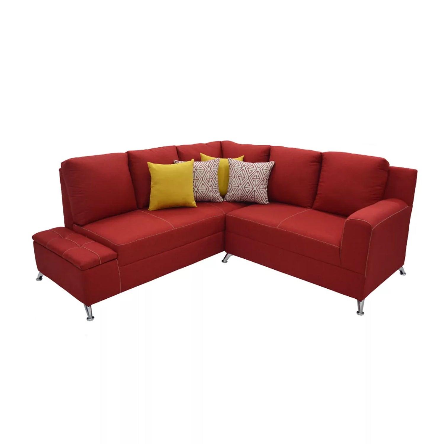 Sofá en L Izquierdo Tomas Terciopelo Rojo 195x75x90