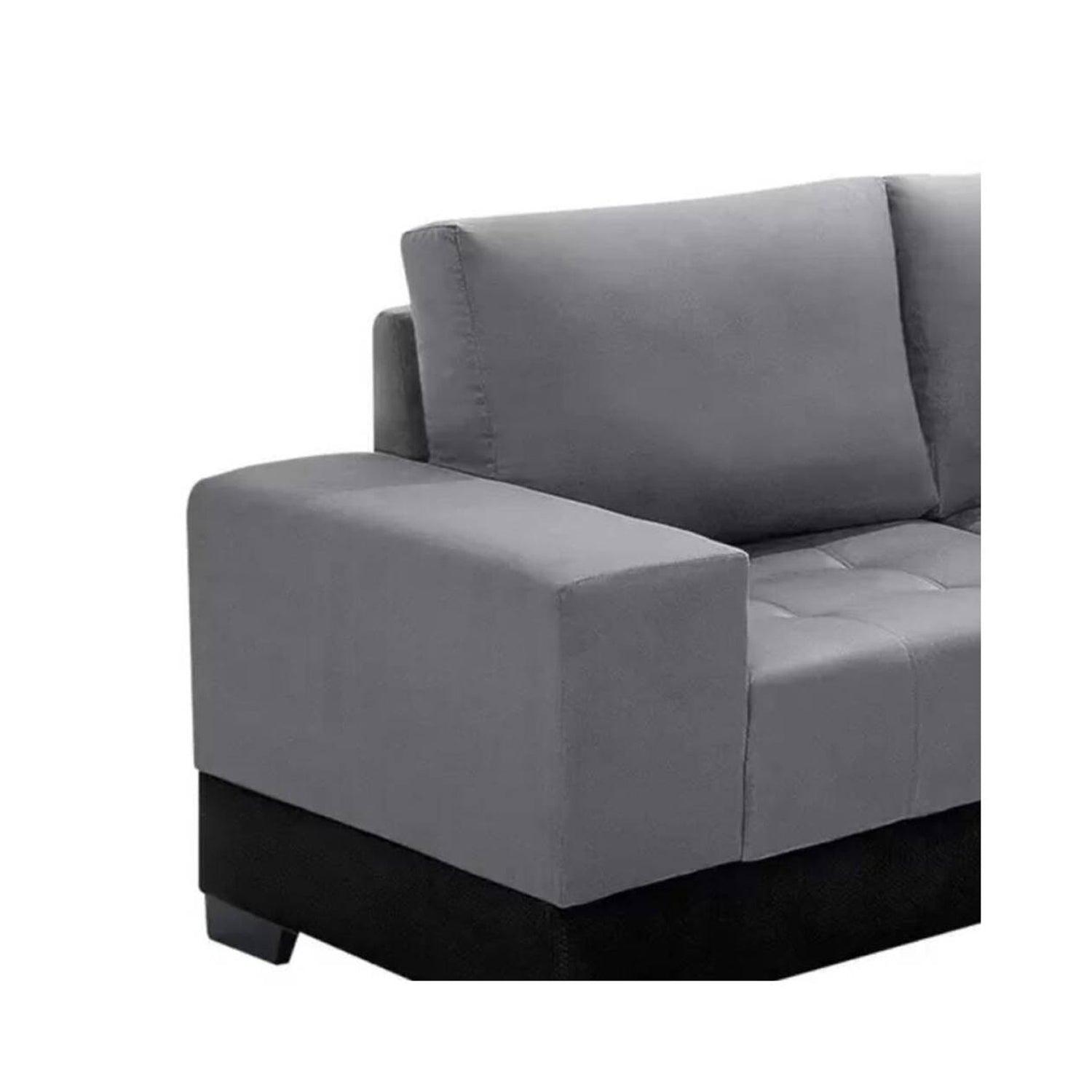 Sofá en L Modular Louis Terciopelo Gris 240x311x82x92