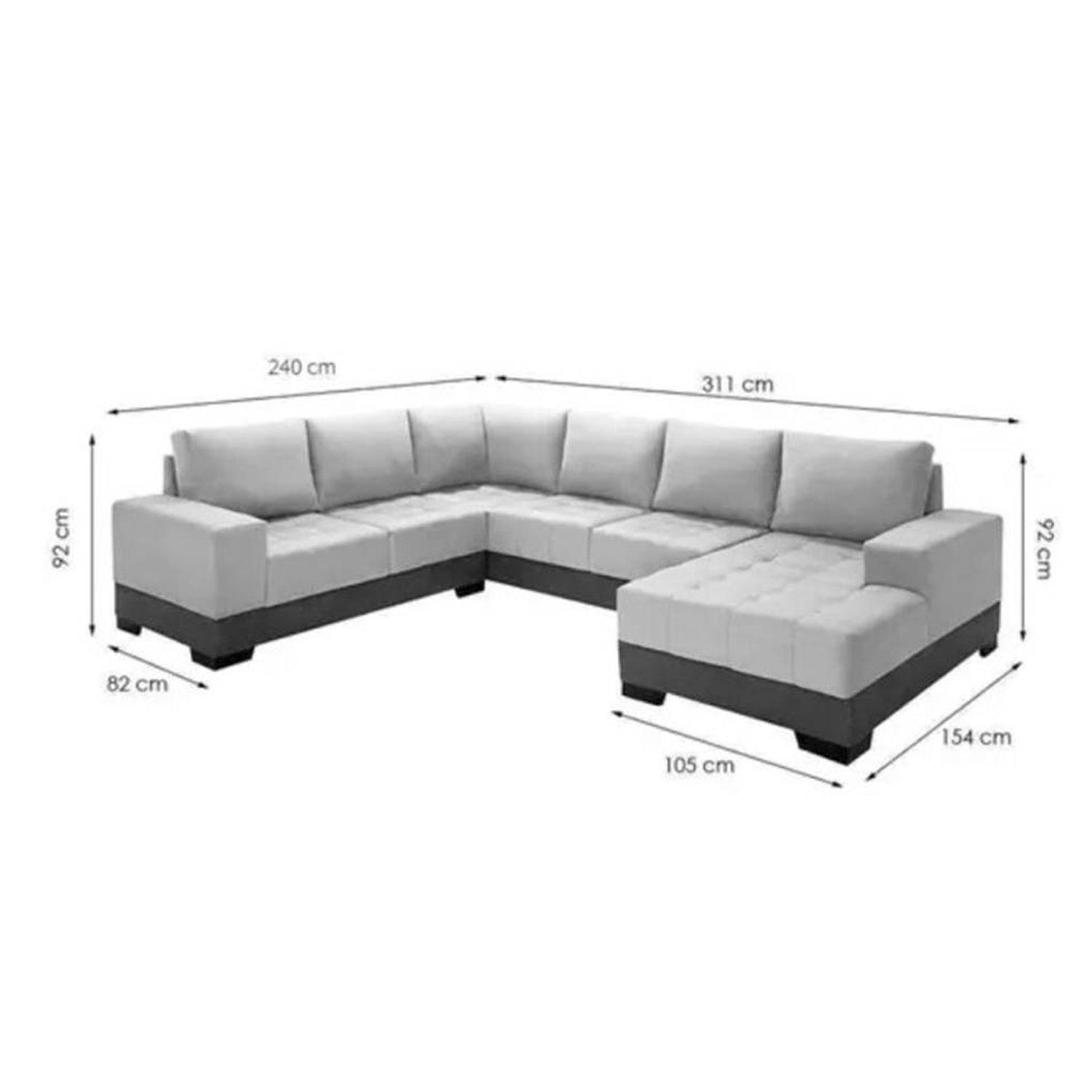 Sofá en L Modular Louis Terciopelo Gris 240x311x82x92