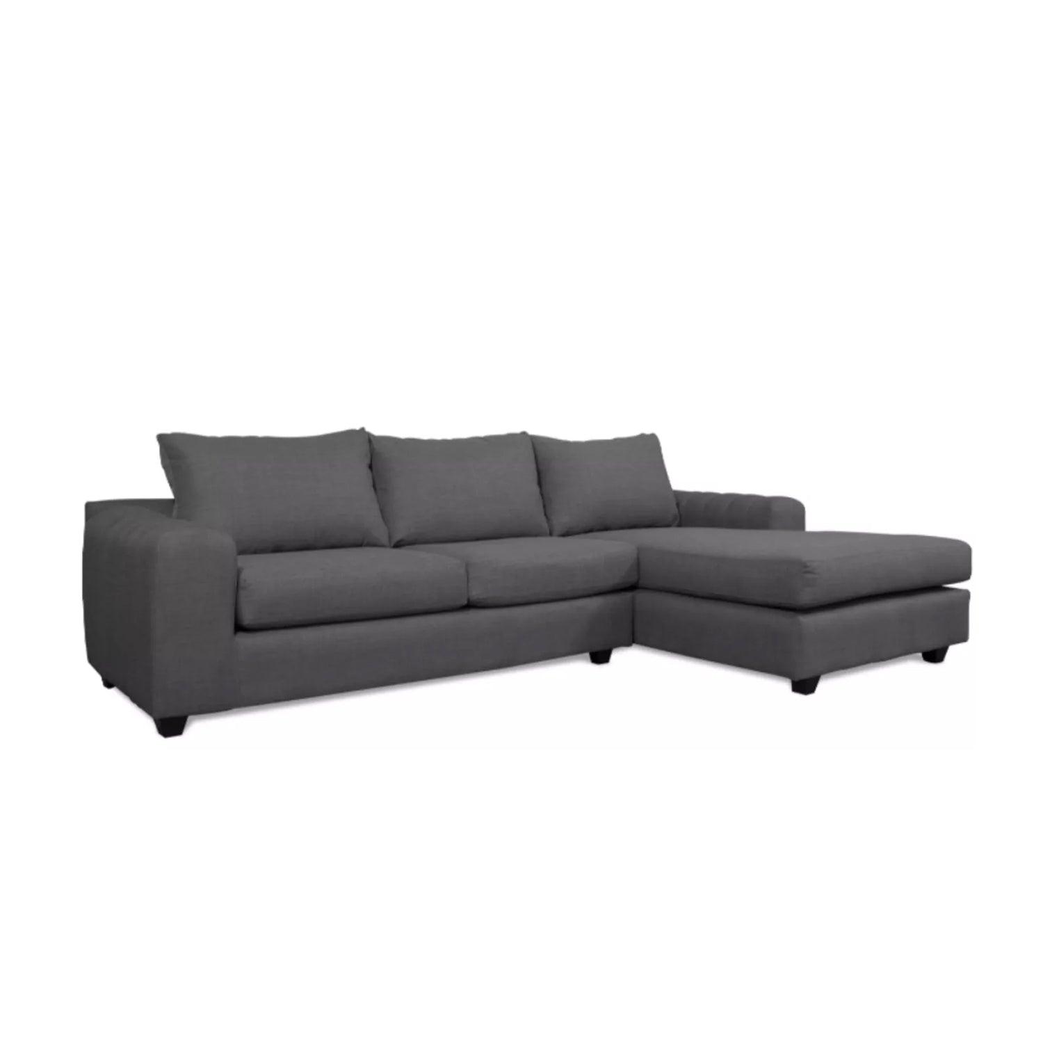 Sofá en L Derecho Pitty Terciopelo Gris 265x85x61