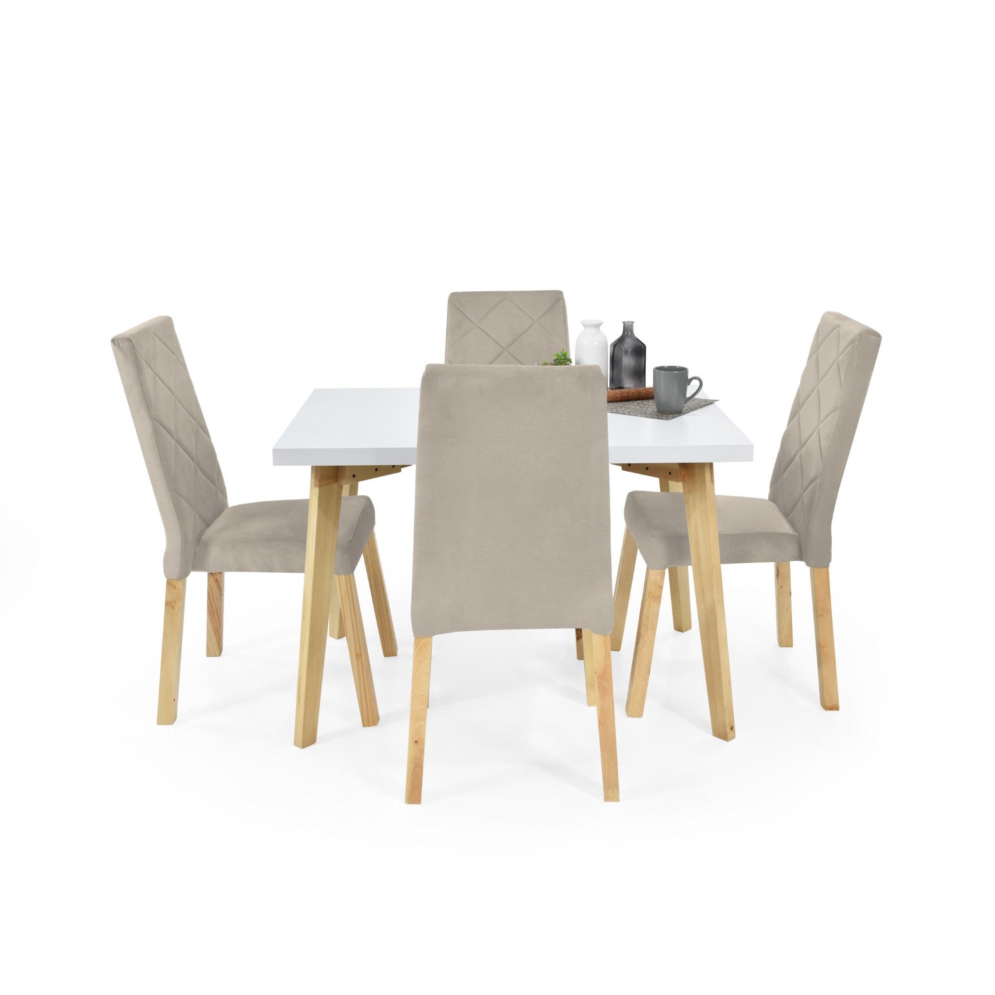 Juego de Comedor 4P Lugo Matiz Sillas Liverpool Tela Taupe - VIRTUAL MUEBLES