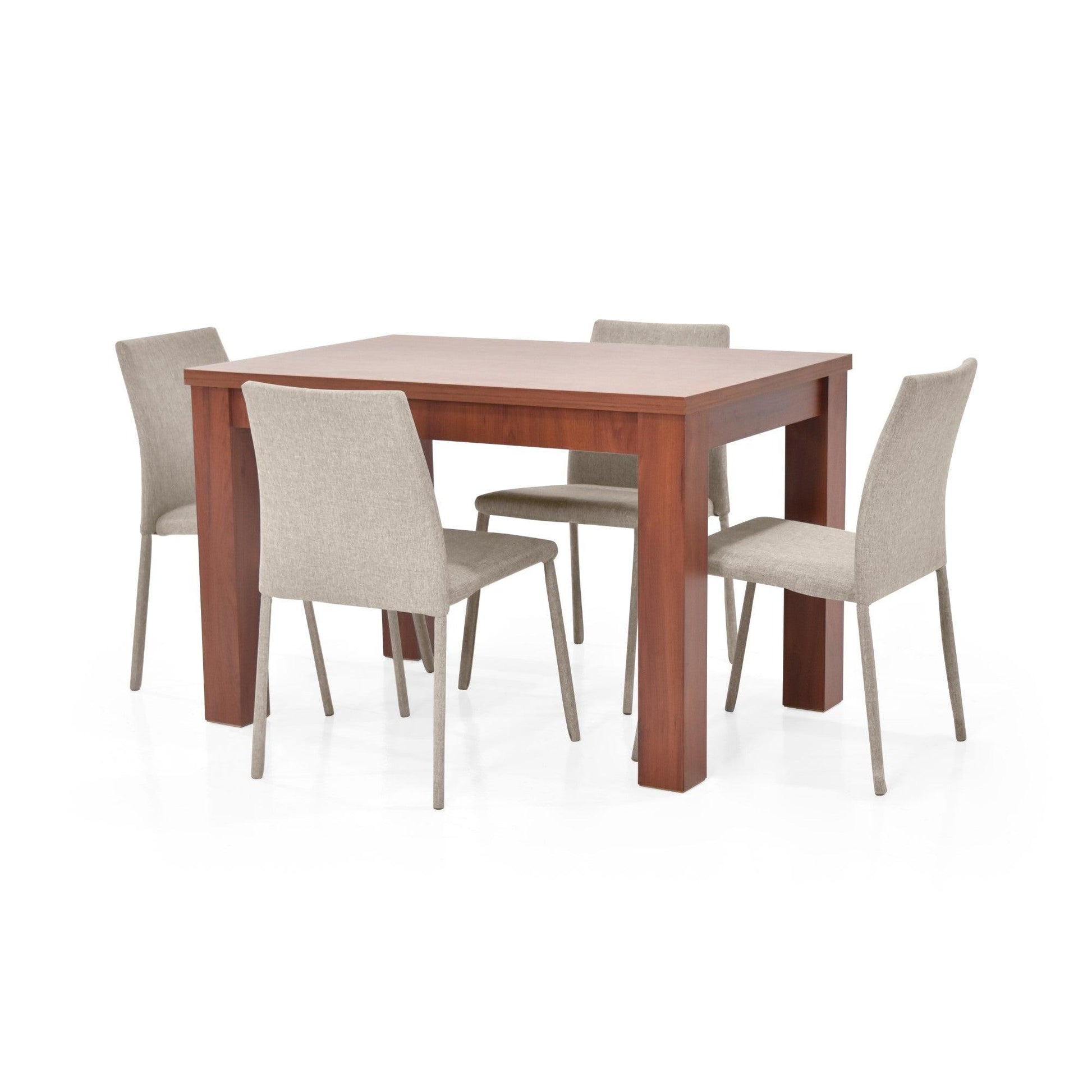 Juego de Comedor 4P Merida Cedro Sillas Lugo Tela Beige - VIRTUAL MUEBLES