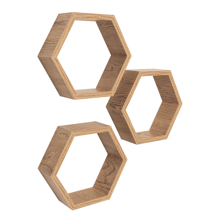 Set de Repisas Hexagonal Hades, Beige, X6 Unidades - VIRTUAL MUEBLES