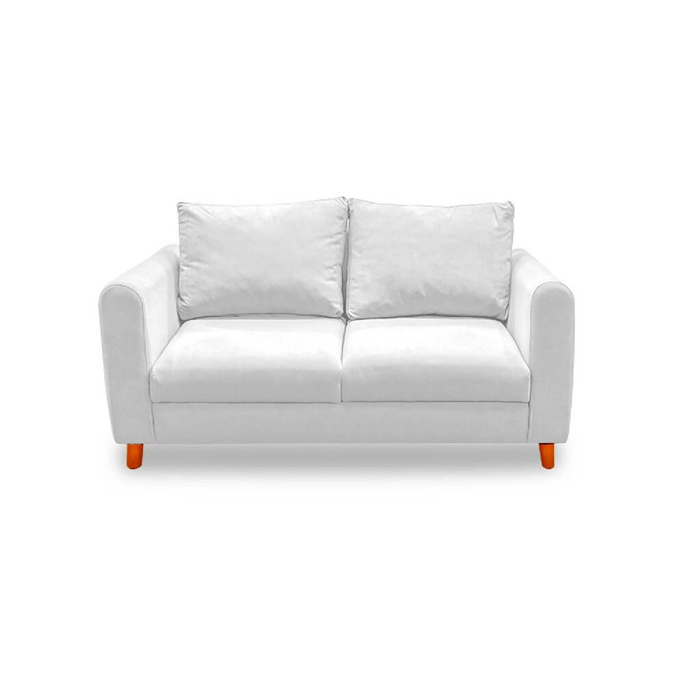 Sofá Prato zuliana blanco poliéster y patas de madera - VIRTUAL MUEBLES