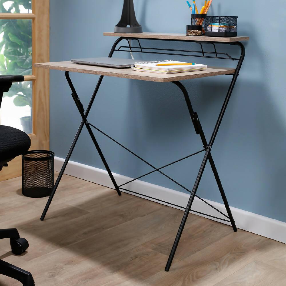 Escritorio plegable base negra rustic sand - VIRTUAL MUEBLES